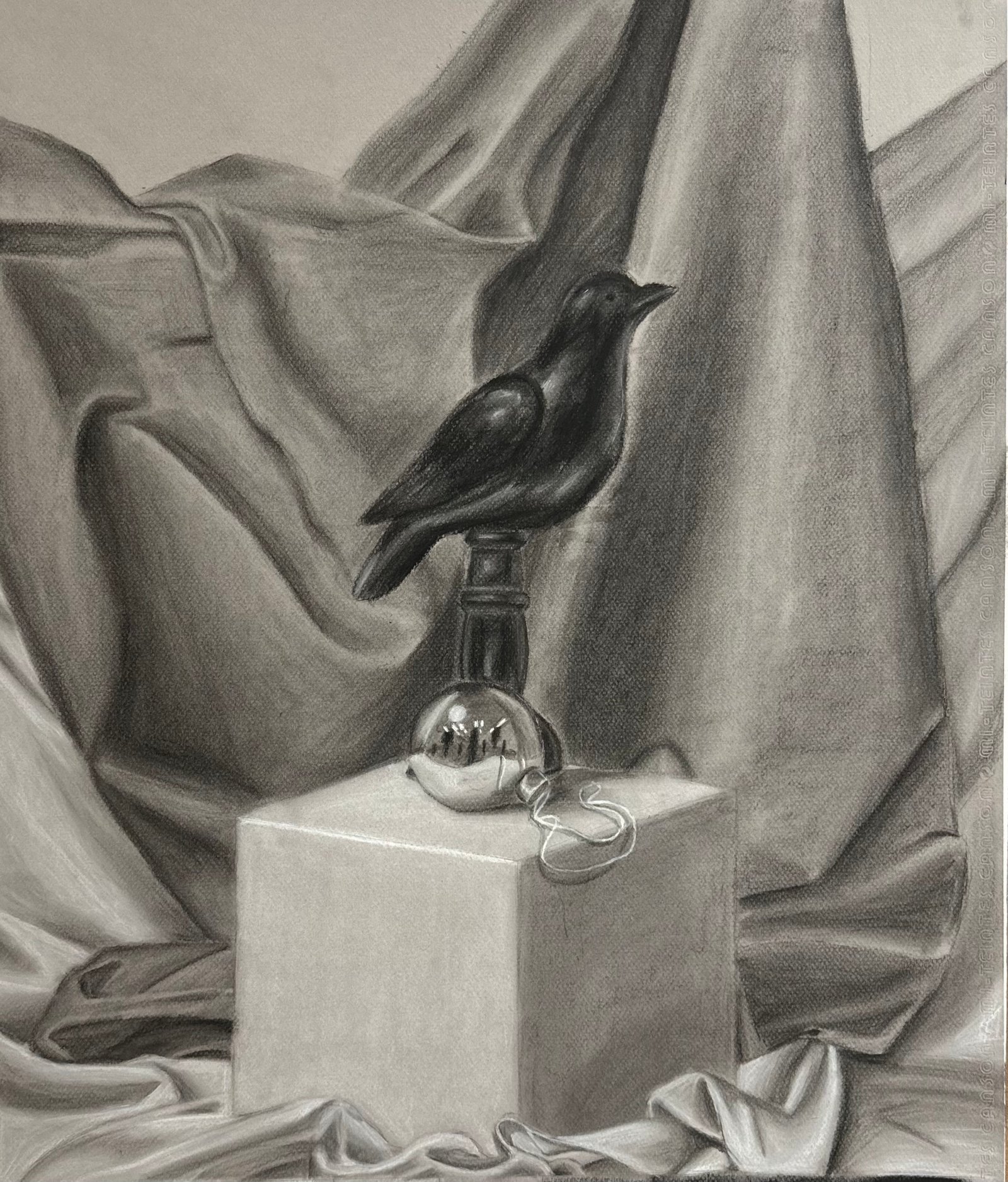 Still-life; Bird — A mixed media work on ceramic, 2026